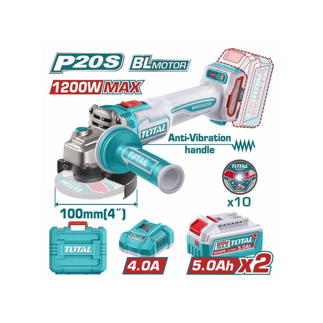 Total Angle Grinder 20V 4"-TAGLI2210032