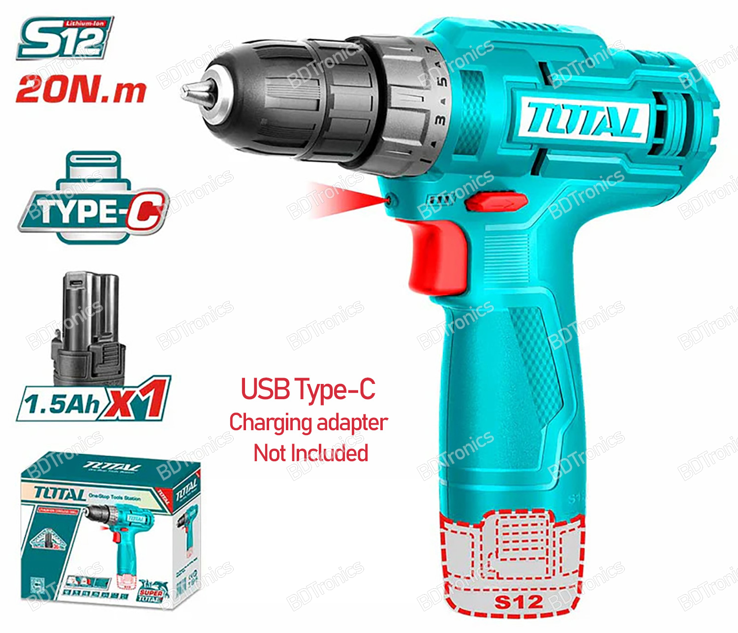 Total Cordless Drill 12V-TDLI12428